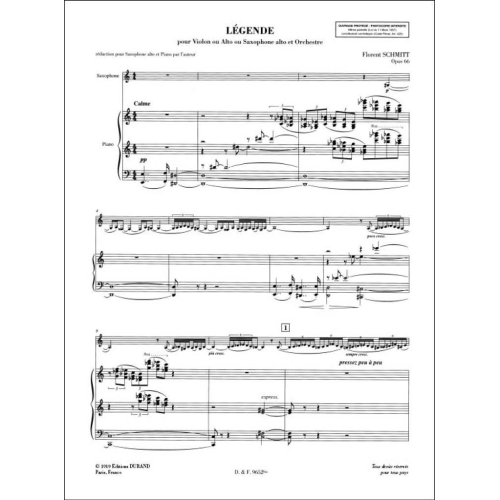Schmitt, Florent - Légende Opus 66
