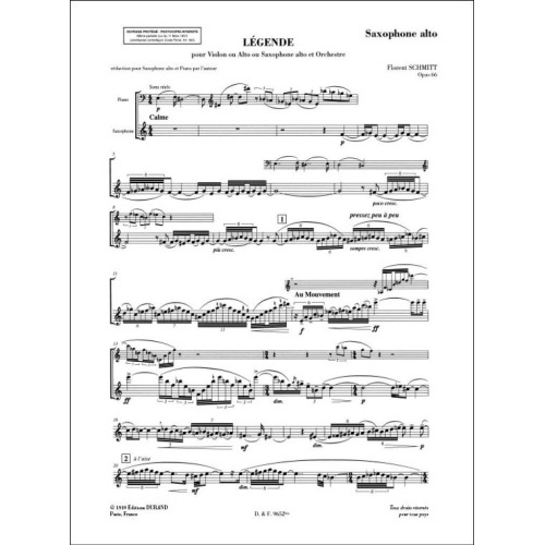 Schmitt, Florent - Légende Opus 66