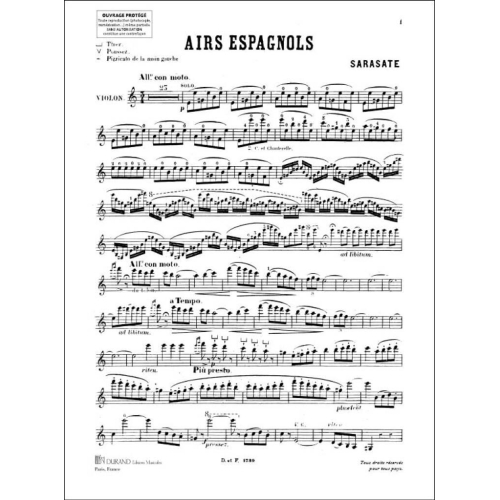 Sarasate, Pablo - Airs Espagnols Vl-Piano