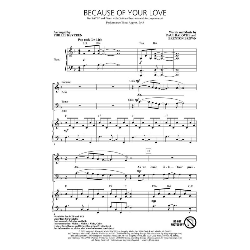 Brown & Baloche - Because of Your Love