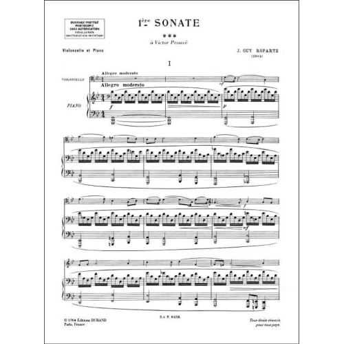Joseph Guy Ropartz - Sonate N 1 Vlc-Piano