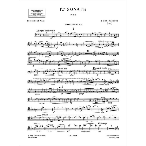 Joseph Guy Ropartz - Sonate N 1 Vlc-Piano