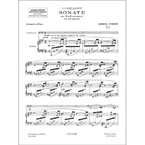Gabriel Pierné - Sonate Op 46 Vlc-Piano
