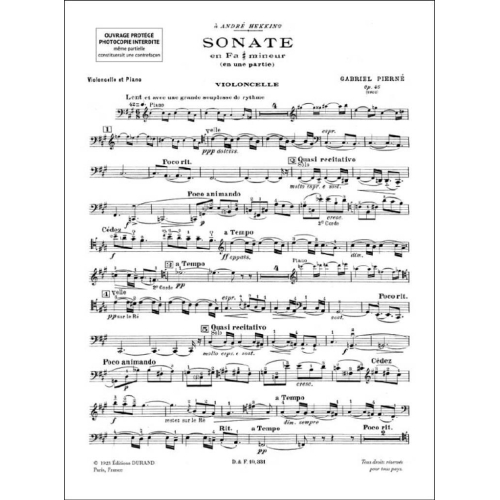 Gabriel Pierné - Sonate Op 46 Vlc-Piano