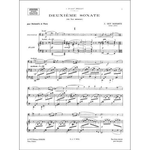 Joseph Guy Ropartz - Sonate N 2 Vlc-Piano