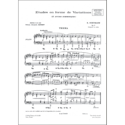 Robert Schumann - Etudes En Forme De Variations Op 13 Piano