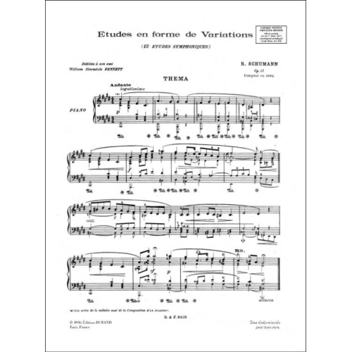 Robert Schumann - Etudes En Forme De Variations Op 13 Piano
