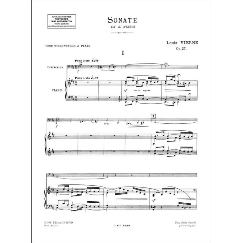 Louis Vierne - Sonate Violoncelle-Piano