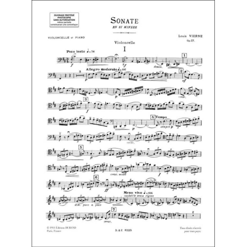 Louis Vierne - Sonate Violoncelle-Piano