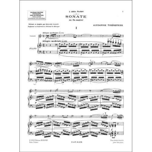 Alexander Tcherepnin - Sonate Violon-Piano