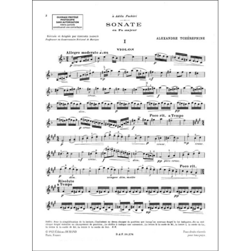 Alexander Tcherepnin - Sonate Violon-Piano