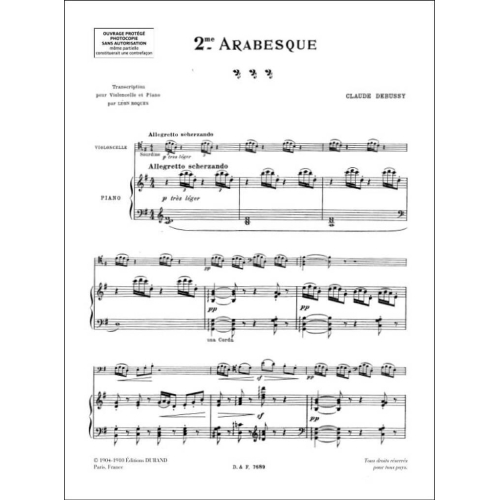 Claude Debussy - Arabesque N 2 Vlc-Piano (Leon Roques