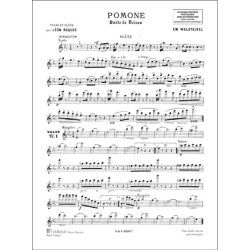 Emile Waldteufel - Pomone Flute-Piano