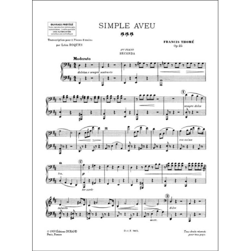 Francis Thomé - Simple Aveu 2 Pianos 8 Ms