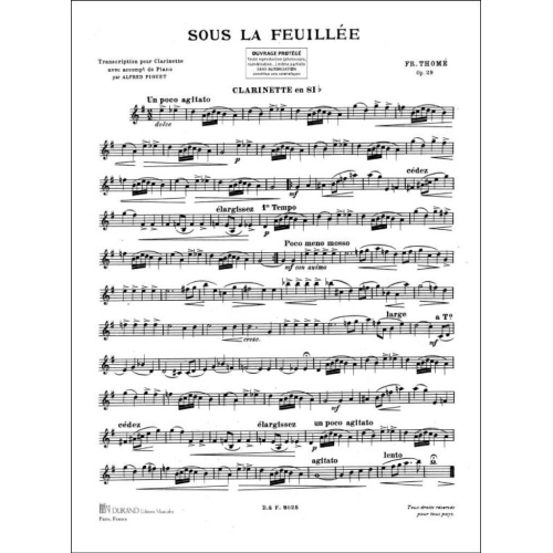 Francis Thomé - Sous La Feuille Clarinet