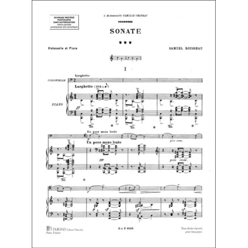 Marcel Samuel-Rousseau - Rousseau Sonate Vc-Piano
