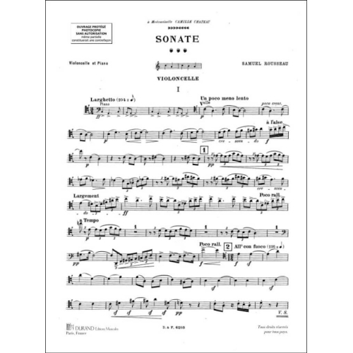 Marcel Samuel-Rousseau - Rousseau Sonate Vc-Piano