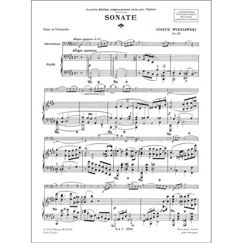 Henryk Wieniawski - Sonate Op 26 Vc-Piano