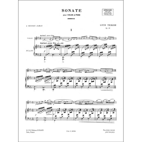 Louis Thirion - Sonate Violon-Piano