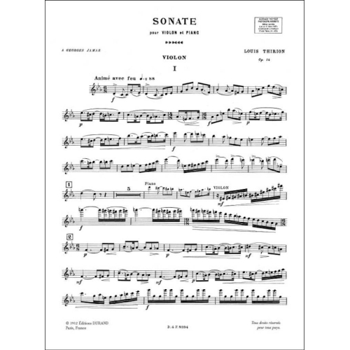 Louis Thirion - Sonate Violon-Piano