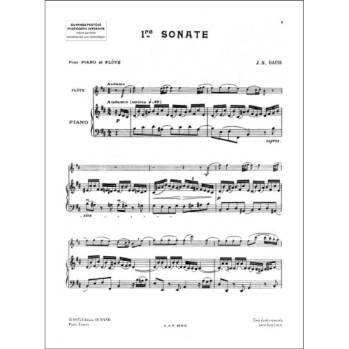 Johann Sebastian Bach - Sonates Vol 1 Flute-Piano (Fleury