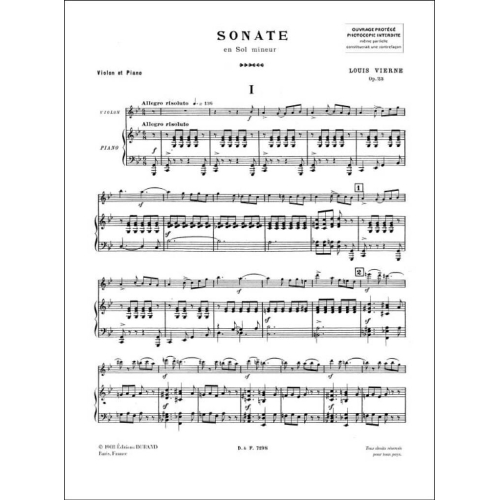 Louis Vierne - Sonate Violin - Piano