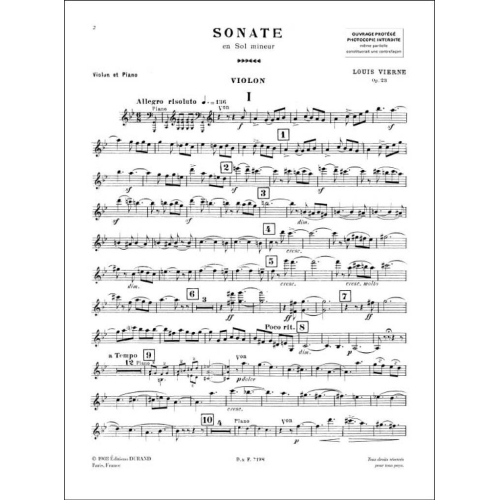 Louis Vierne - Sonate Violin - Piano