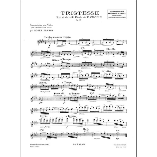 Frédéric Chopin - Tristesse Violon Ou Vlc-Piano