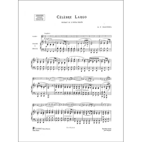 Georg Friedrich Händel - Celebre Largo Air Extrait De L'Opera Xerxes Pour