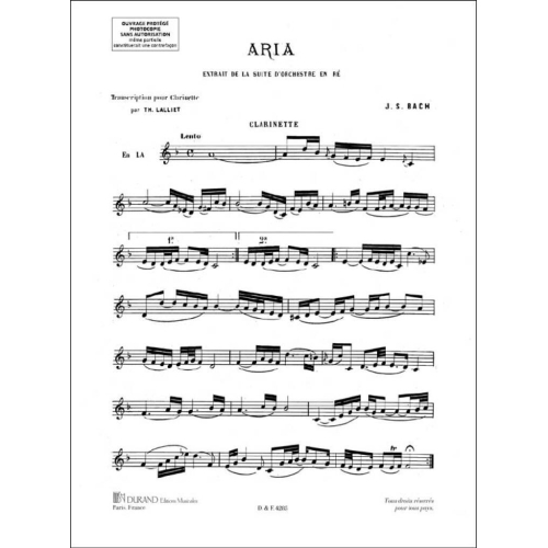 Johann Sebastian Bach - Aria Clarinette-Piano