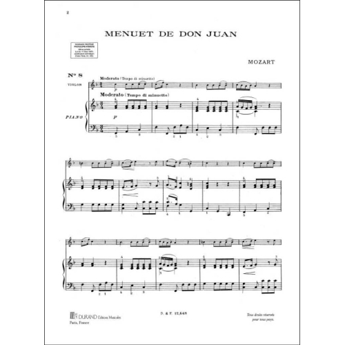 Wolfgang Amadeus Mozart - Menuet De Don Juan Pour Piano Et Violoncelle