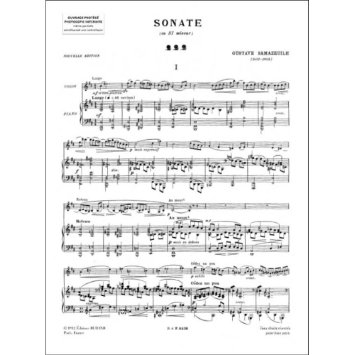 Gustave Samazeuilh - Sonate Violon-Piano