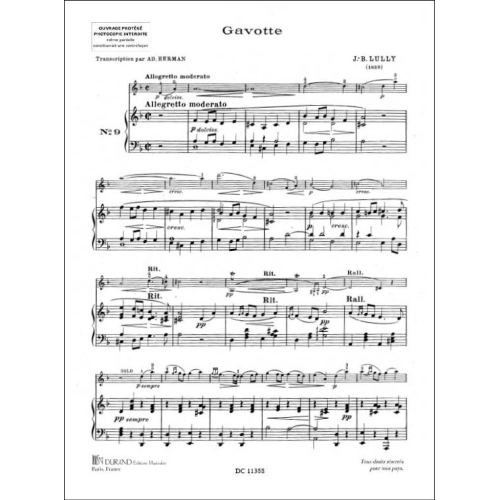 Jean-Baptiste Lully - Gavotte Violon-Piano