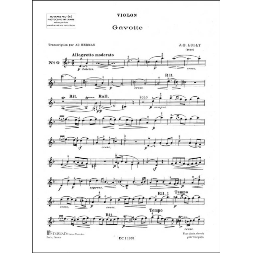 Jean-Baptiste Lully - Gavotte Violon-Piano