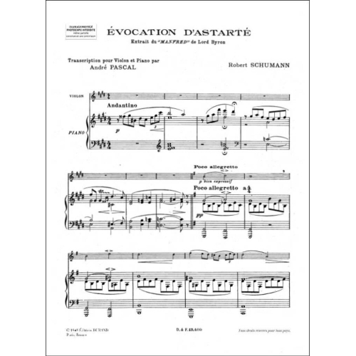 Robert Schumann - Evocation Astarte Violon Et Piano