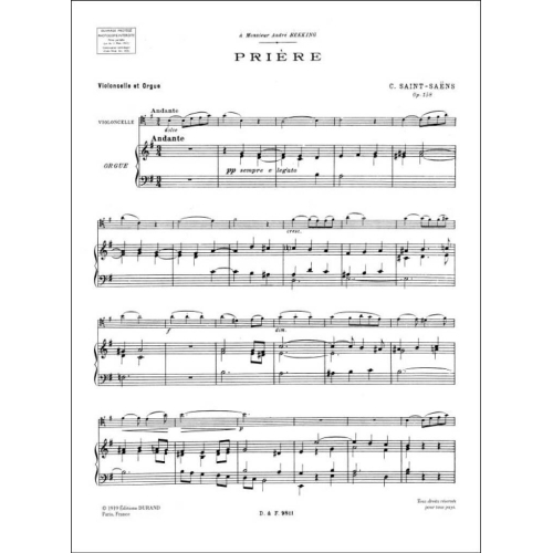 Camille Saint-Saëns - Priere Op 158 Vlc-Orgue