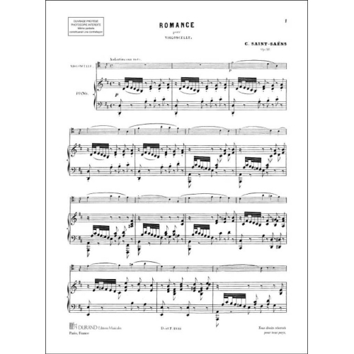 Camille Saint-Saëns - Romance En Re Op 51 - Pour Violoncelle (Ou Violon)