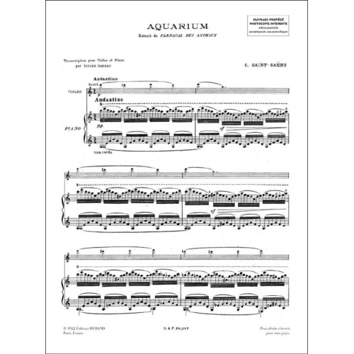 Camille Saint-Saëns - Aquarium transcription - par Lucien Garban no 7