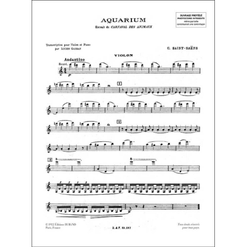 Camille Saint-Saëns - Aquarium transcription - par Lucien Garban no 7