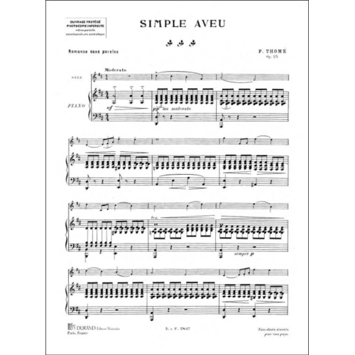 Francis Thomé - Simple Aveu Tp-Piano