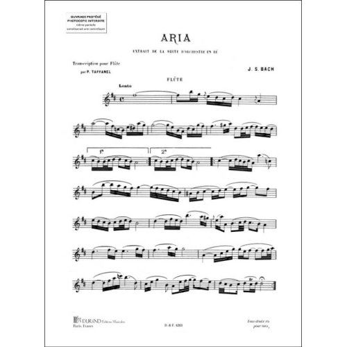 Johann Sebastian Bach - Aria , De La Suite En Re Bwv .1068Flute-Piano