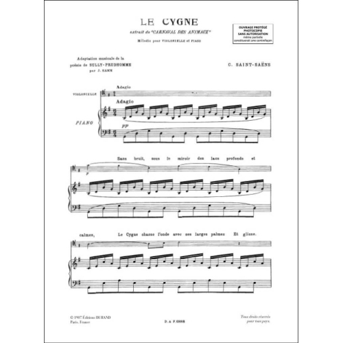 Camille Saint-Saëns - Le Cygne Extrait du Carnaval des Animaux