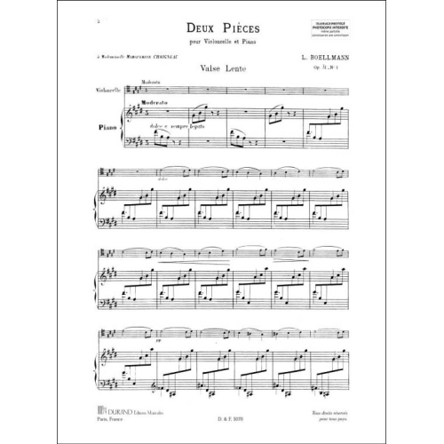 Léon Boëllmann - Deux Pieces. N. 1: Valse Lente, Opus 31 N. 1