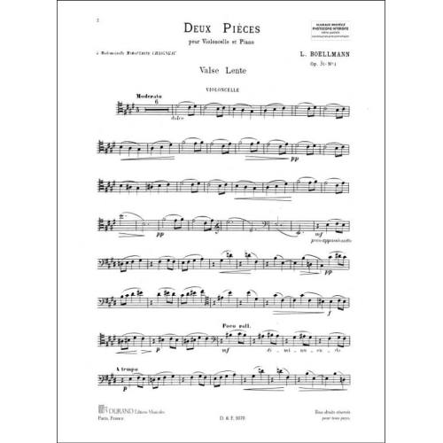 Léon Boëllmann - Deux Pieces. N. 1: Valse Lente, Opus 31 N. 1