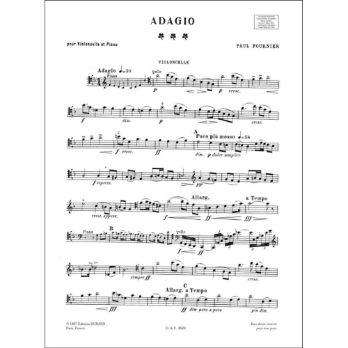 P. Fournier - Adagio, Pour Violoncelle Et Piano