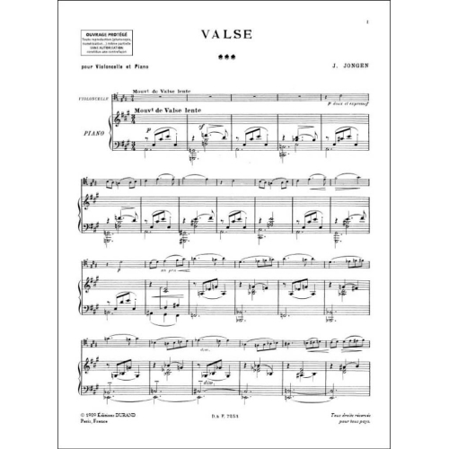 Joseph Jongen - Valse Violoncelle-Piano