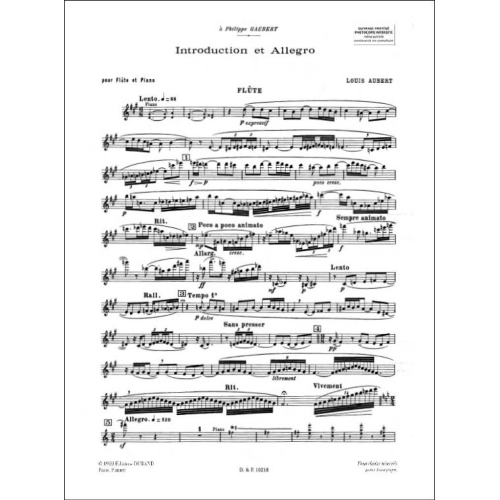 L. Aubert - Introduction Et Allegro Pour Flute Et Piano