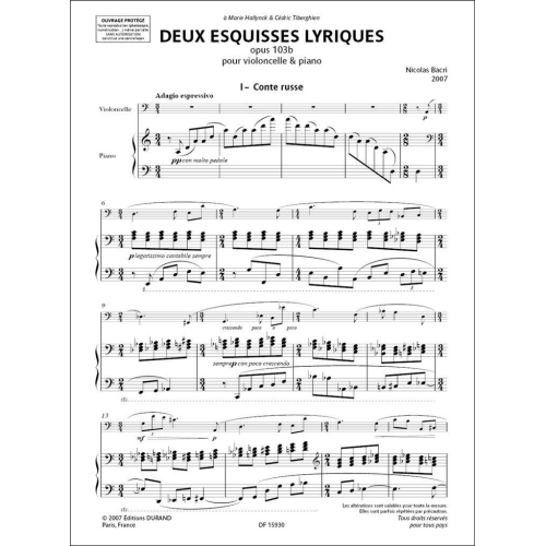 Nicolas Bacri - Deux Esquisses Lyriques opus 103