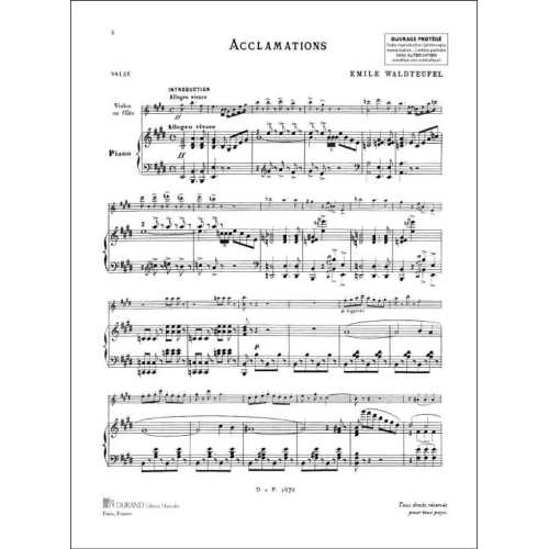Emile Waldteufel - Acclamations Flute-Piano