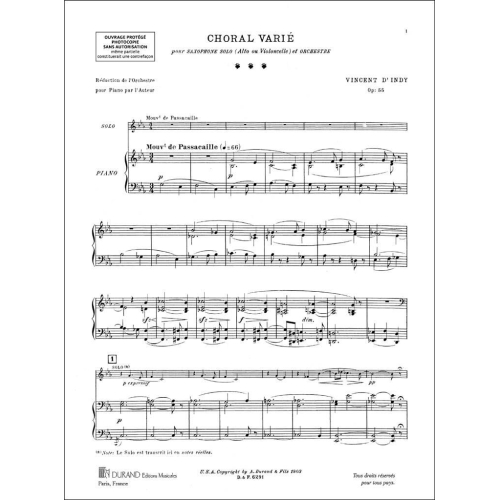 Vincent d'Indy - Choral Varié Opus 55